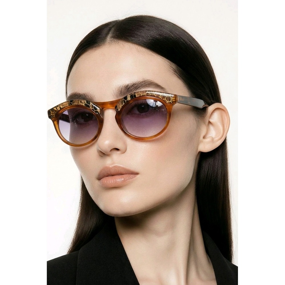 Vintage Renato Balestra RB 1102‎ Braun Gold Oval Sunglasses NOS